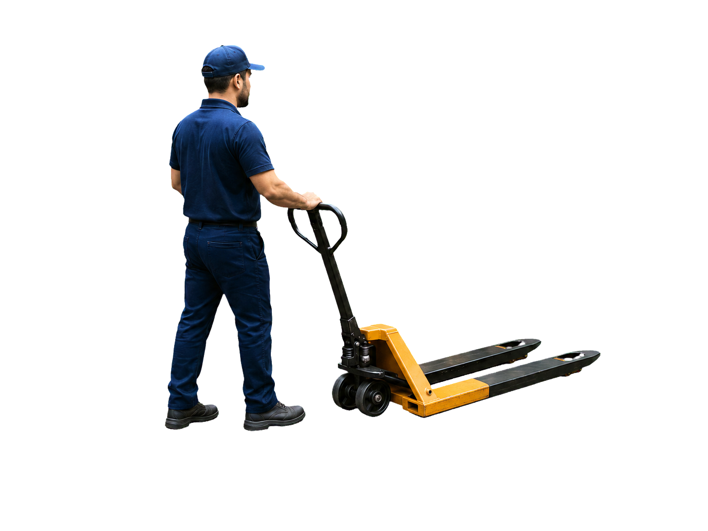 Operador com jacaré e pallet vazio